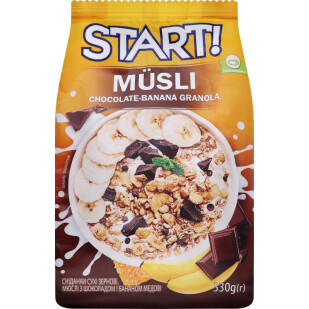 Мюсли Start с шоколадом и бананом, 330г (4820008125361)
