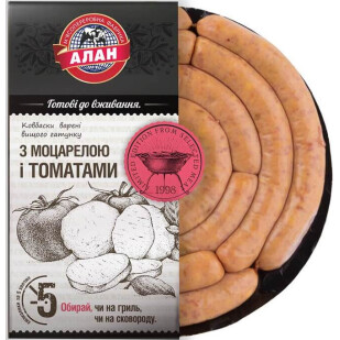 Колбаски Алан с Моцареллой и томатами в/с н/о, кг