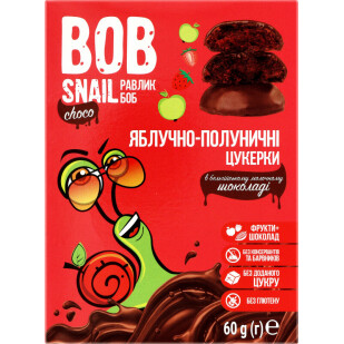 Конфеты Bob Snail яблоко-клубника-бельгийский молочный шоколад, 60г (4820219341369)
