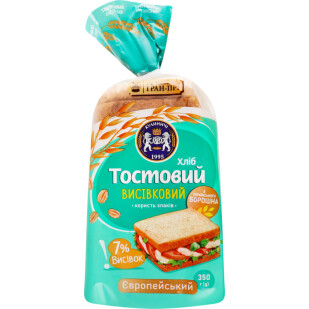Хліб Куліничі Європейський тостовий висівковий, 350г (4820174301507)