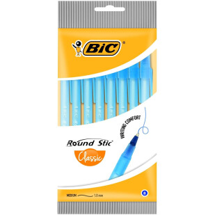 Ручки шариковые BIC Round синие, 8шт/уп (3086123399297)