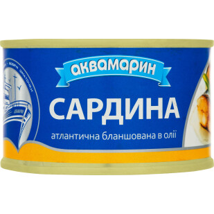 Сардина Аквамарин бланшированная в масле, 230г (4820183771810)