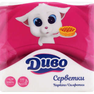 Салфетки Диво белые 240х240мм, 100шт/уп (4820003831618)