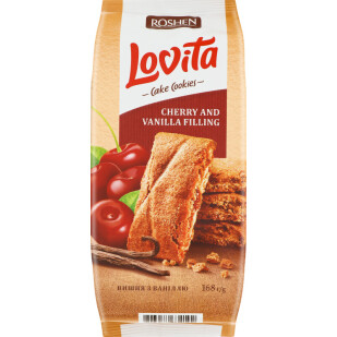 Печенье Roshen Lovita Cake Cookies с начинкой вишня-ваниль, 168г (4823077634192)