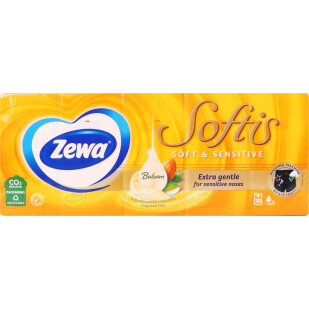 Платочки бумажные Zewa Soft&Sensetive 4-слойные, 10шт (7322540927108)