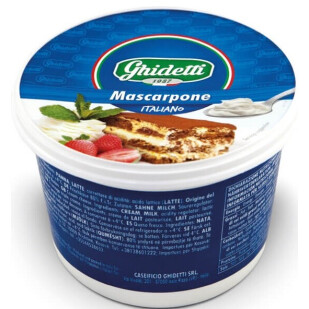 Сыр Ghidetti Маскарпоне 42% с коровьего молока, 500г (8023951005100)