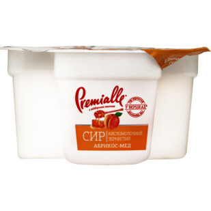 Творог Premialle абрикос-мед зернистый 7%, 150г (4820198090036)