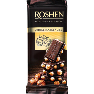 Шоколад Roshen екстратемний з цільним лісовим горіхом, 90г (4823077613203)