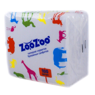 Салфетки ZooZoo 1-слойные белые 24х23см, 100шт/уп (4823019009293)