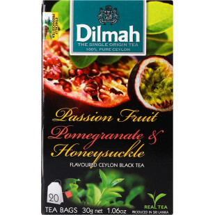 Чай чорний Dilmah Passion Fruit, Pomegranate&Honeysuckle, 20*1,5г/уп (9312631142204)