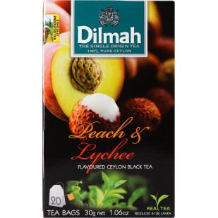 Чай чорний Dilmah Peach&Lychee, 20*1,5г/уп (9312631142266)
