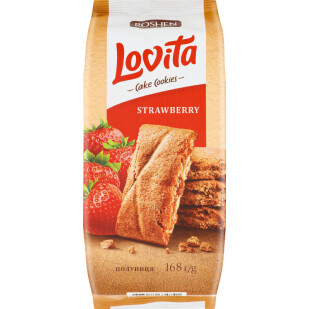 Печенье Roshen Lovita Cake Cookies с клубничной начинкой, 168г (4823077634741)