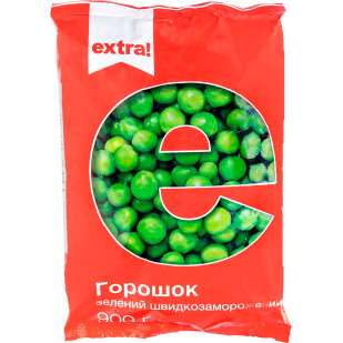 Горошек зеленый Extra! быстрозамороженный, 900г (4824034027989)