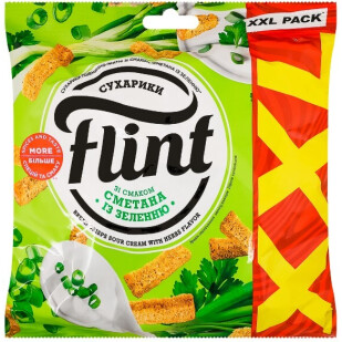 Сухарики Flint пшенично-ржаные со вкусом сметаны с зеленью, 140г (4823127302095)