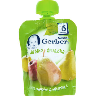 Пюре Gerber яблоко-груша, 90г (7613035507104)