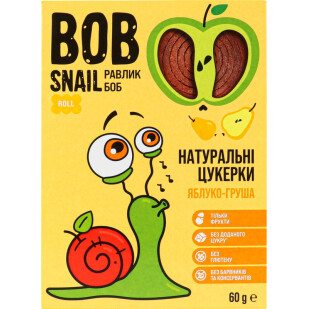 Конфеты Bob Snail натуральные яблочно-грушевые, 60г (4820162520187)