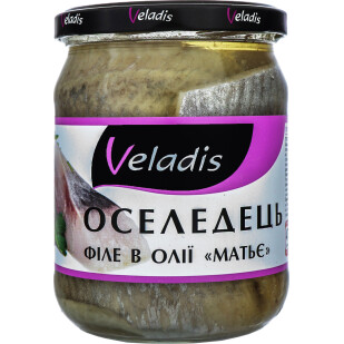 Сельдь Veladis Матье филе в масле с/б, 470г (4823097901007)