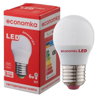 Лампа Экономка LED G45 6W 4200K E27, шт (4820172680352)
