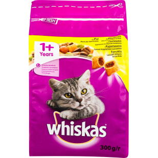 Корм Whiskas с курицей для взрослых котов, 300г (5900951014055)