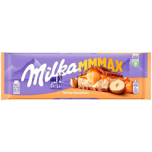 Шоколад Milka с начинкой целый орех и карамель, 300г (7622300313357)