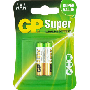 Батарейки GP SUPER ALKALINE 1.5V LR03 AAА, 2шт/уп (4891199000041)