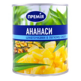 Ананас Премія кусочки в сиропе, 850г (4824034021222)