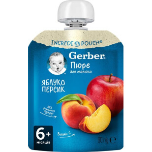 Пюре Gerber яблоко-персик, 90г (7613035507081)