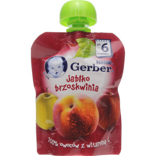 Пюре Gerber яблоко-персик, 90г (7613035507081)