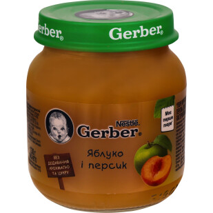 Пюре Gerber яблоко-персик, 130г (7613033514890)