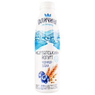Йогурт Галичина чорниця-злаки 2,2%, 550г (4820038494079)