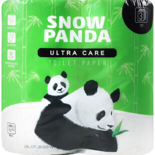 Бумага туалетная Сніжна панда Ultra Care 3-слойная, 4шт (4820183970930)