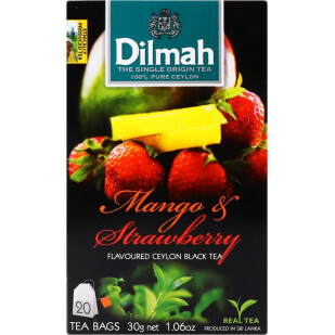Чай чорний Dilmah Mango&Strawberry, 20*1,5г/уп (9312631142167)