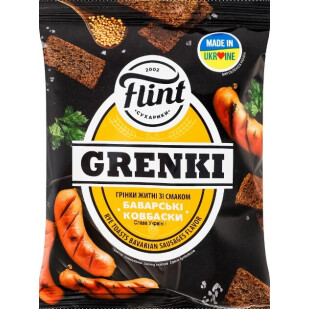 Грінки Flint житні зі смаком баварських ковбасок, 100г (4820182746901)