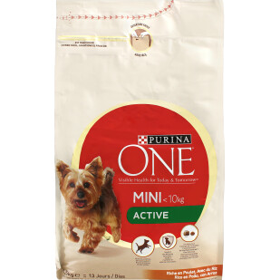 Корм для собак ONE Mini Active курица-рис сухой, 1,5кг (7613034146502)