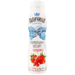 Йогурт Галичина Полуниця 2,2%, 300г (4820038493980)