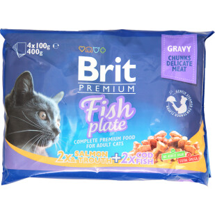 Корм для котов Brit Премиум Рыбная тарелка, 4*100г/уп (8595602506248)