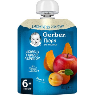 Пюре Gerber яблуко-гарбуз-абрикос, 90г (7613036034999)