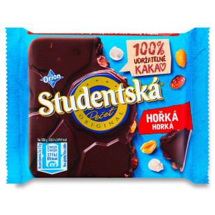 Шоколад черный Studentska арахис-желе-изюм, 90г (8593893776838)