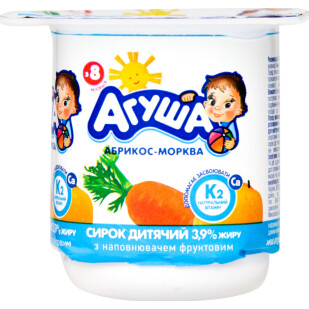 Творог Агуша детский абрикос-морковь 3,9%, 100г (4823061311641)