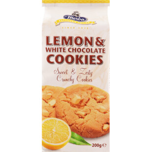 Печиво Merba з білим шоколадом і смаком лимону, 200г (8710502718274)