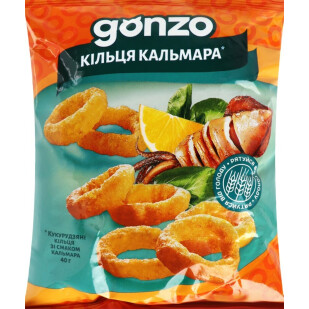 Кільця кукурудзяні Gonzo зі смаком кальмара, 40г (4820051241018)