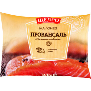 Майонез Щедро Провансаль 67% ф/п, 190г (4823097400913)