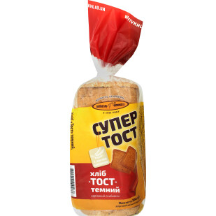 Хліб Київхліб Тост темний нарізний, 350г (4820212490286)