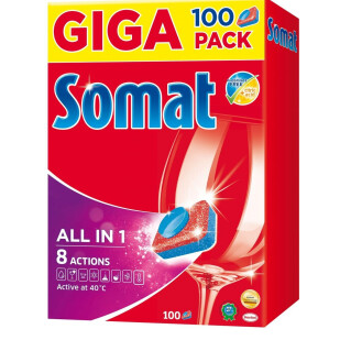 Таблетки для посудомоечных машин Somat All in 1, 100шт/уп (9000101020236)