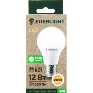 Лампа светодиодная Enerlight A60 12Вт 3000K E27, шт (4823093500037)