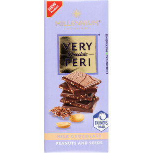 Шоколад молочний Millennium Very Peri з арахісом-льном-чіа, 85г (4820240033370)
