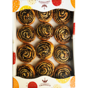 Слойка Мануфактура Улитка с маком и творогом, 1.4кг/ящ