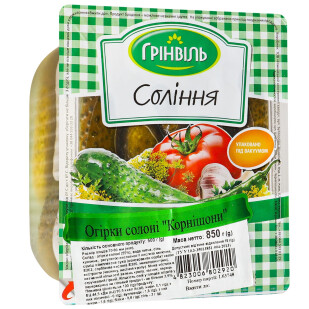 Огурцы Грінвіль соленые корнишоны, 500г (4823006802920)