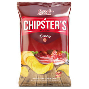 Чипсы Flint Chipster's натуральные со вкусом бекона, 130г (4820182741852)