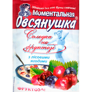 Каша Овсянушка с лесн.ягодами фруктозой и сливками, 40г (4820039840912)